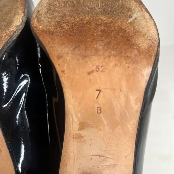y2k Via Spiga Black Patent Leather Pointed Toe Heels Vintage Pumps Size 7 - Picture 6 of 9
